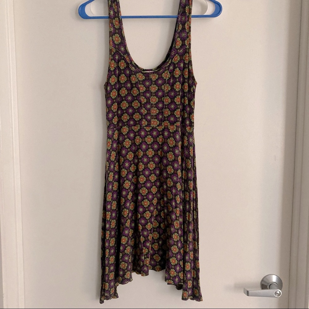 Medium purple flower patterned dress. Live happy by natural life. So soft